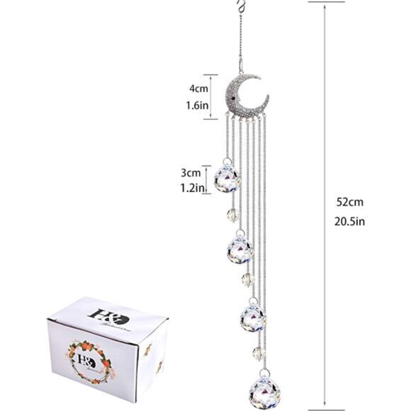 Hanging Clear Crystal Suncatcher Ornaments with Moon Decor Rainbow Maker - Picture 3 of 7